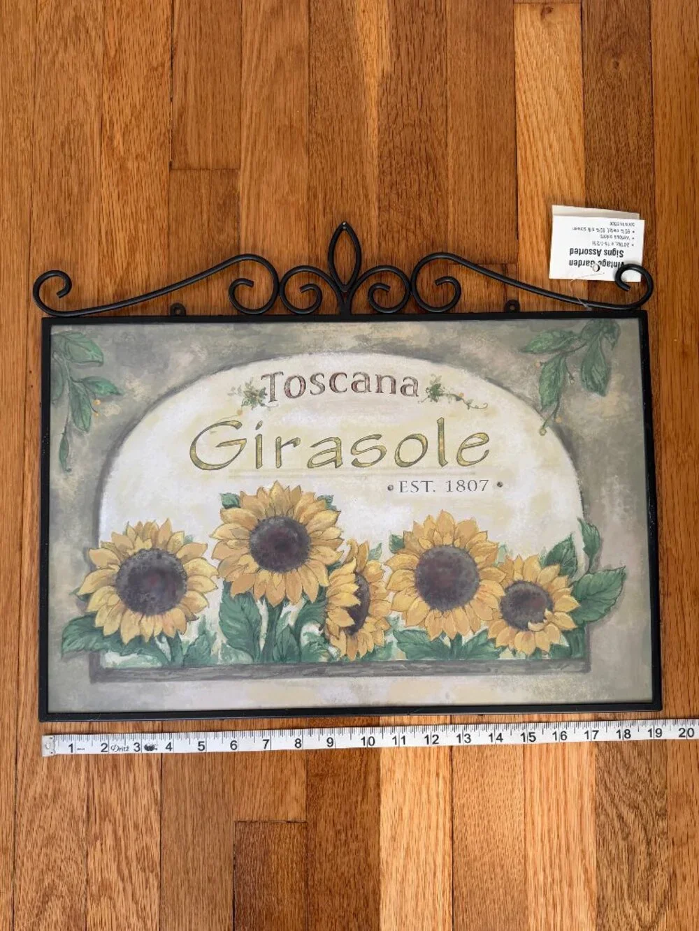 Tuscan Sunflower Metal Wall Art 20” Girasole Kitchen Decor NWT
